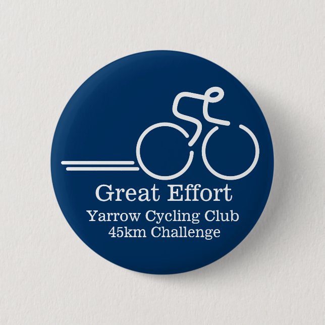 Badge Rond 5 Cm Bouton de compétition grand effort à vélo bleu (Devant)