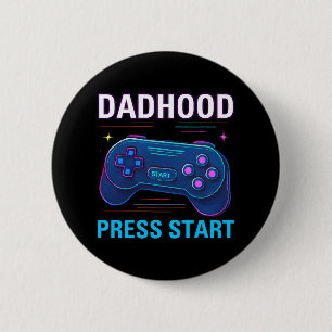 Badge Rond 5 Cm Bouton de conception du gamer rétro de démarrage