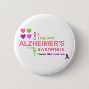 Badge Rond 5 Cm Bouton de conscience de maladie d'Alzheimer