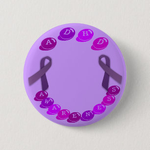 Badge Rond 5 Cm Bouton de conscience de TDAH (personnalisable)