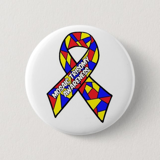 Badge Rond 5 Cm Bouton de conscience de trisomie de mosaïque (Devant)
