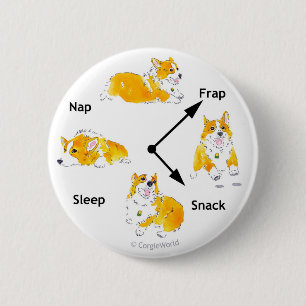 Badge Rond 5 Cm Bouton de Corgi-Temps