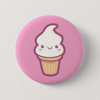 Badge Rond 5 Cm Bouton de cornet de crème glacée de Kawaii