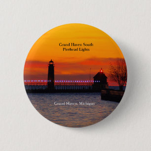 Badge Rond 5 Cm Bouton de coucher de soleil de Grand Haven South P