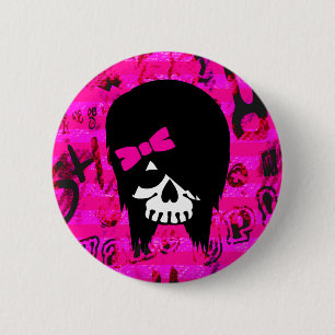 Badge Rond 5 Cm Bouton de crâne de fille de scène
