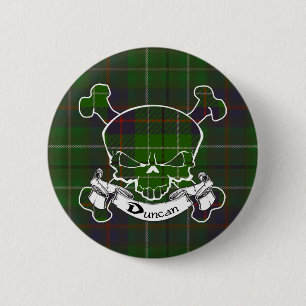 Badge Rond 5 Cm Bouton de crâne de tartan de Duncan