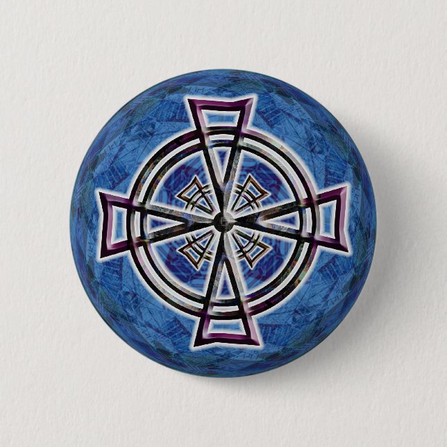 Badge Rond 5 Cm Bouton de croix celtique (Devant)