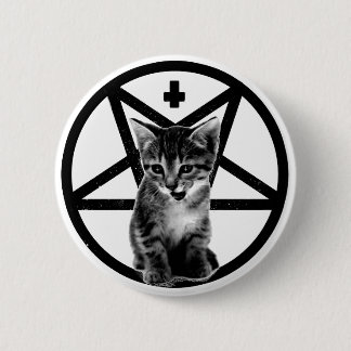 Badge Rond 5 Cm Bouton de croix inversé par chaton fâché et de