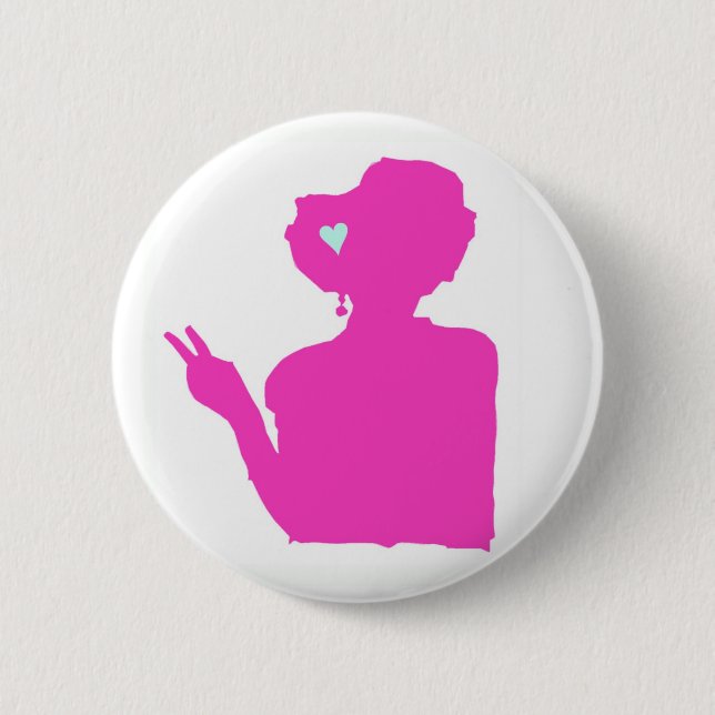 Badge Rond 5 Cm Bouton de dame rose (Devant)