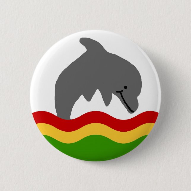 Badge Rond 5 Cm Bouton de dauphin de reggae (Devant)