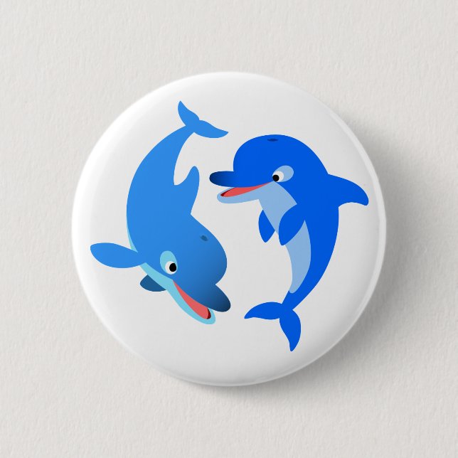 Badge Rond 5 Cm Bouton de dauphins de dessin mignon (Devant)