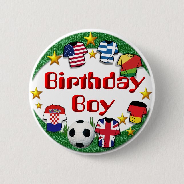 Badge Rond 5 Cm Bouton de ~ de garçon d'anniversaire (le football) (Devant)