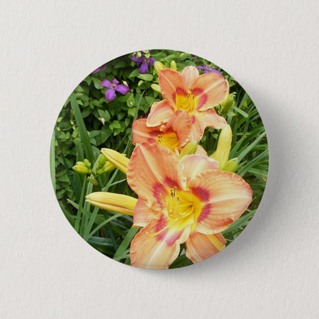 Badge Rond 5 Cm Bouton de ~ de l'hémérocalle 18 (Devant)