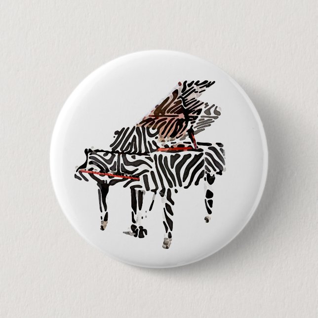 Badge Rond 5 Cm Bouton de ~ de piano à queue de zèbre (Devant)