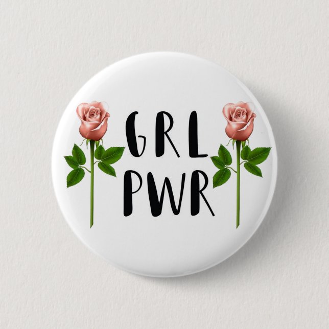 Badge Rond 5 Cm Bouton de ~ de PUISSANCE de FILLE (Devant)