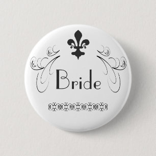 Badge Rond 5 Cm Bouton de Decorative Fleur de Lis Bride