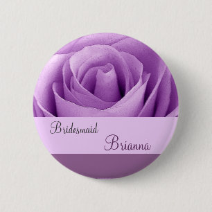 Badge Rond 5 Cm Bouton de DEMOISELLE D'HONNEUR avec le rose de