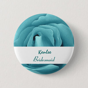 Badge Rond 5 Cm Bouton de DEMOISELLE D'HONNEUR avec le rose V03 de