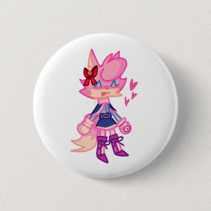 Badge Rond 5 Cm Bouton de dessin animé anthro mignon rose