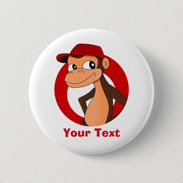 Badge Rond 5 Cm Bouton de dessin animé Chimp (Devant)