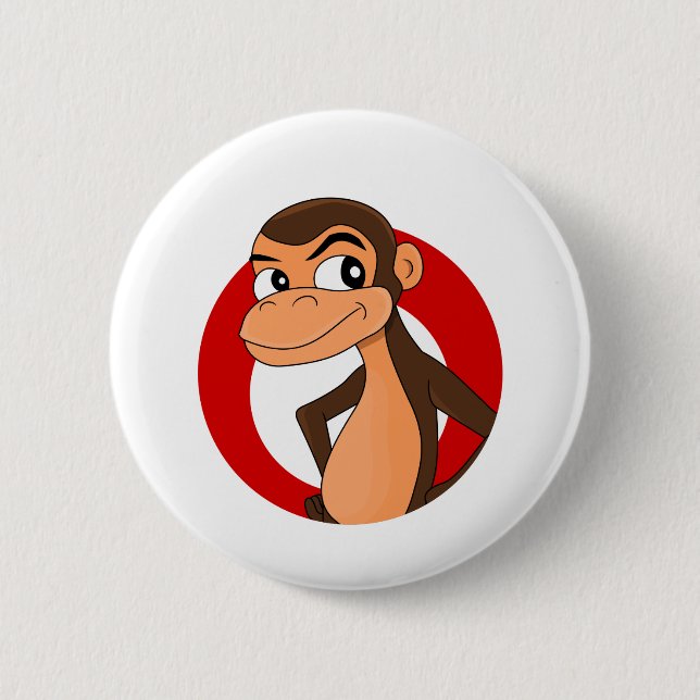 Badge Rond 5 Cm Bouton de dessin animé Chimp (Devant)