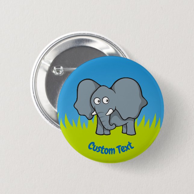 Badge Rond 5 Cm Bouton de dessin animé d'éléphant gris (Devant & derrière)