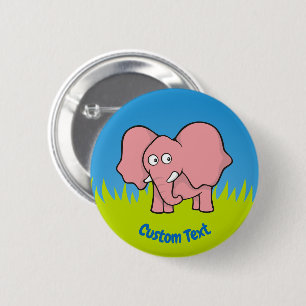 Badge Rond 5 Cm Bouton de dessin animé d'éléphant rose