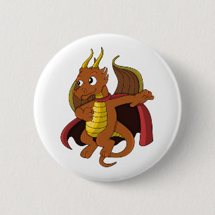 Badge Rond 5 Cm Bouton de dessin de dragon orange