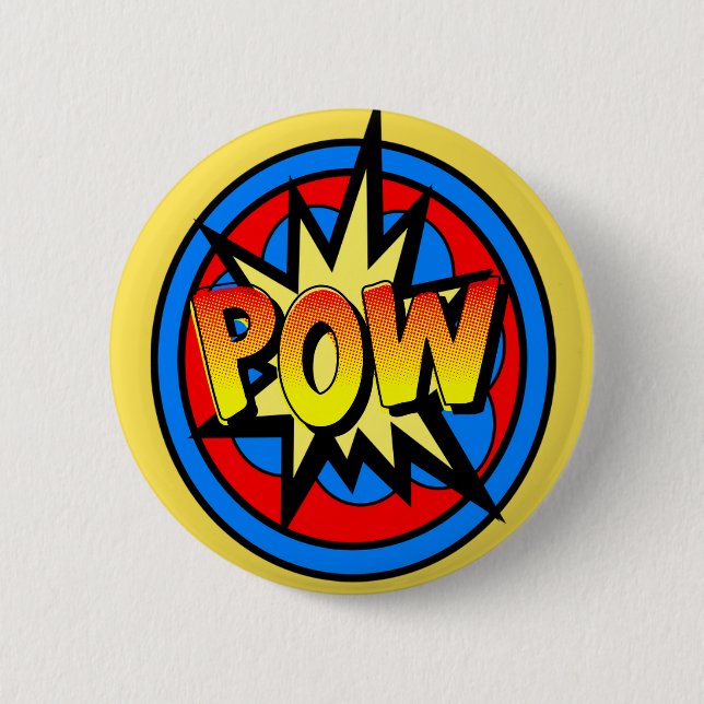 Badge Rond 5 Cm Bouton de dessin de superhéros Pow (Devant)