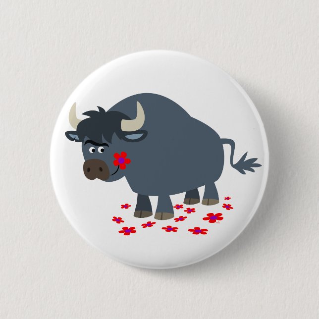 Badge Rond 5 Cm Bouton de dessin mignon et Bouton rouge en fleur B (Devant)