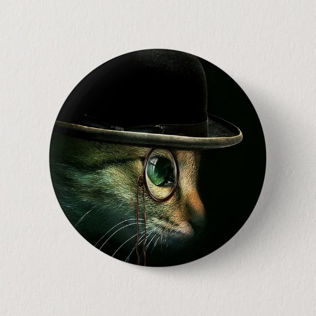 Badge Rond 5 Cm Bouton de dos de goupille de chat de Steampunk (Devant)