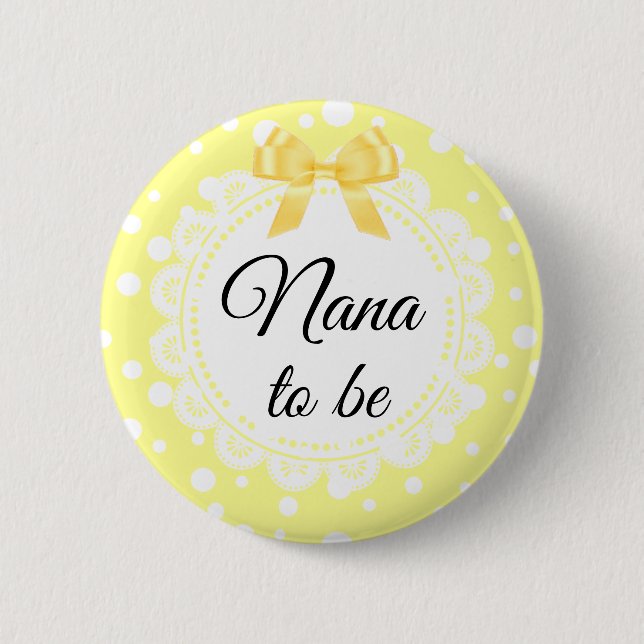 Badge Rond 5 Cm Bouton de douche à points Polka Jaune (Devant)