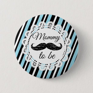 Badge Rond 5 Cm Bouton de douche de la moustache noire et bleue po