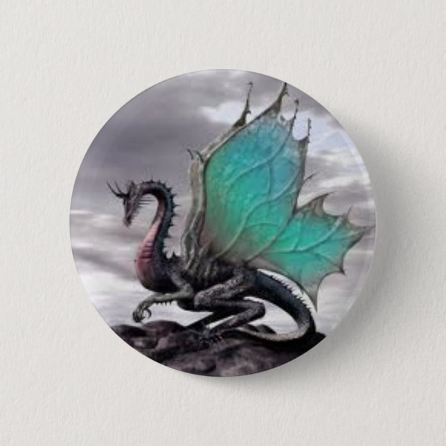 Badge Rond 5 Cm "Bouton de dragon ! " (Devant)
