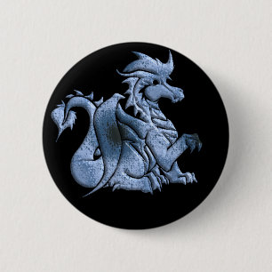 Badge Rond 5 Cm Bouton de dragon à ailes par bleu