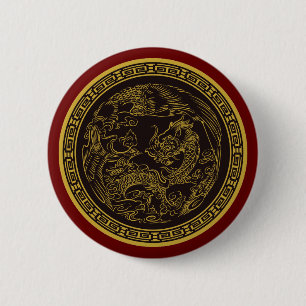 Badge Rond 5 Cm Bouton de dragon chinois très amusant