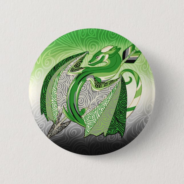 Badge Rond 5 Cm Bouton de dragon de fierté d'Aromantic (Devant)
