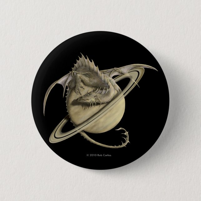 Badge Rond 5 Cm Bouton de dragon de Saturn (Devant)