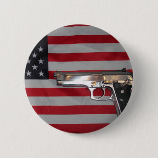 Badge Rond 5 Cm Bouton de drapeau américain et d'arme à feu