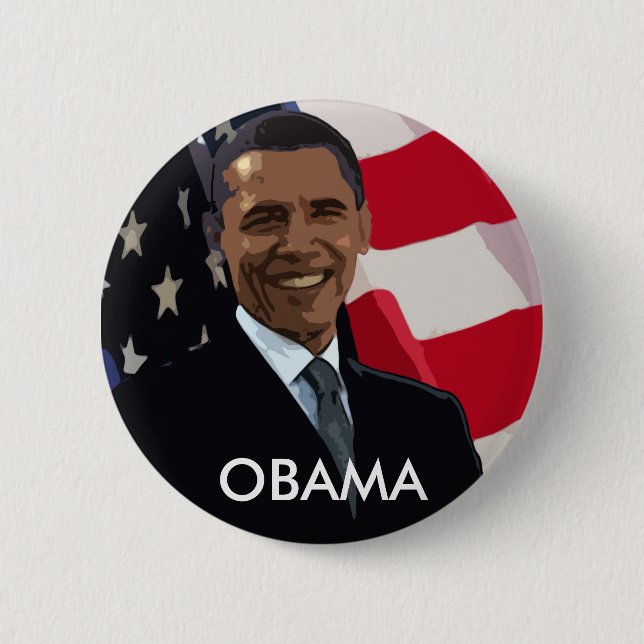 Badge Rond 5 Cm Bouton de drapeau de Barack Obama (Devant)