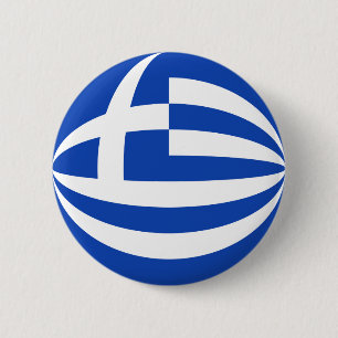 Badge Rond 5 Cm Bouton de drapeau de la Grèce Fisheye