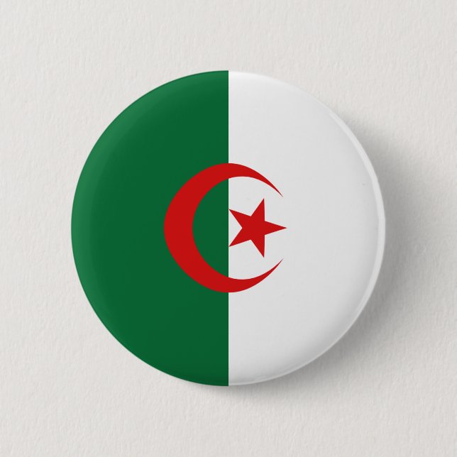Badge Rond 5 Cm Bouton de drapeau de l'Algérie Fisheye (Devant)
