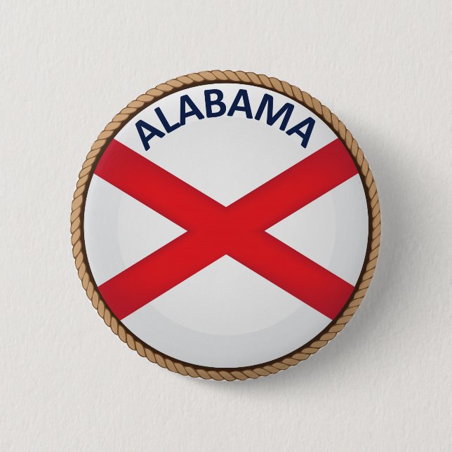 Badge Rond 5 Cm Bouton de drapeau de l'état de l'Alabama (Devant)