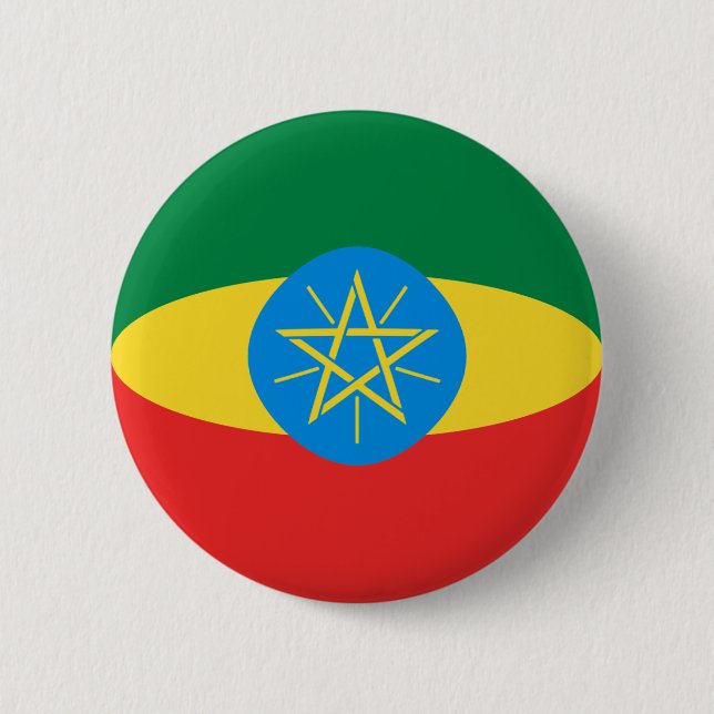 Badge Rond 5 Cm Bouton de drapeau de l'Ethiopie Fisheye (Devant)
