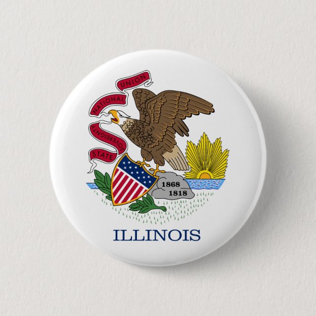 Badge Rond 5 Cm Bouton de drapeau de l'Illinois (Devant)