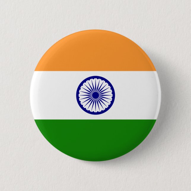 Badge Rond 5 Cm Bouton de drapeau de l'Inde (Devant)