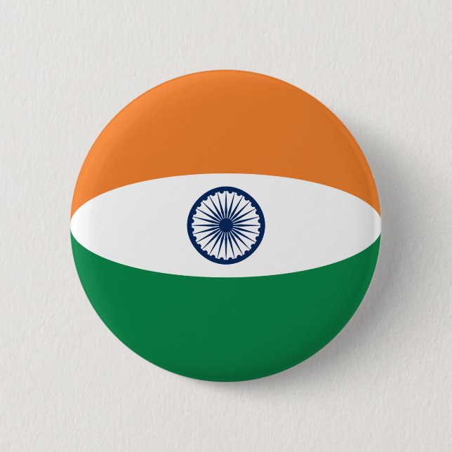 Badge Rond 5 Cm Bouton de drapeau de l'Inde Fisheye (Devant)