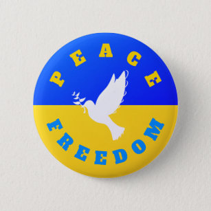 Badge Rond 5 Cm Bouton de drapeau de l'Ukraine Liberté La colombe