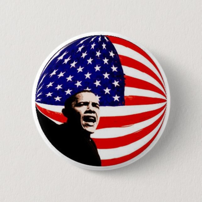 Badge Rond 5 Cm Bouton de drapeau d'Obama USA (Devant)