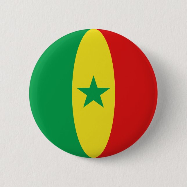 Badge Rond 5 Cm Bouton de drapeau du Sénégal Fisheye (Devant)
